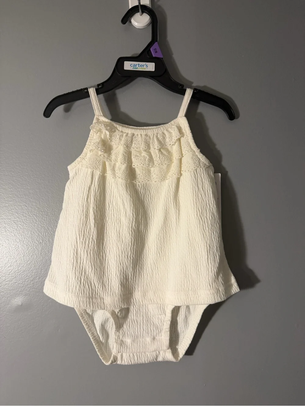Carter's Cream Eyelet Ruffle Tank Romper